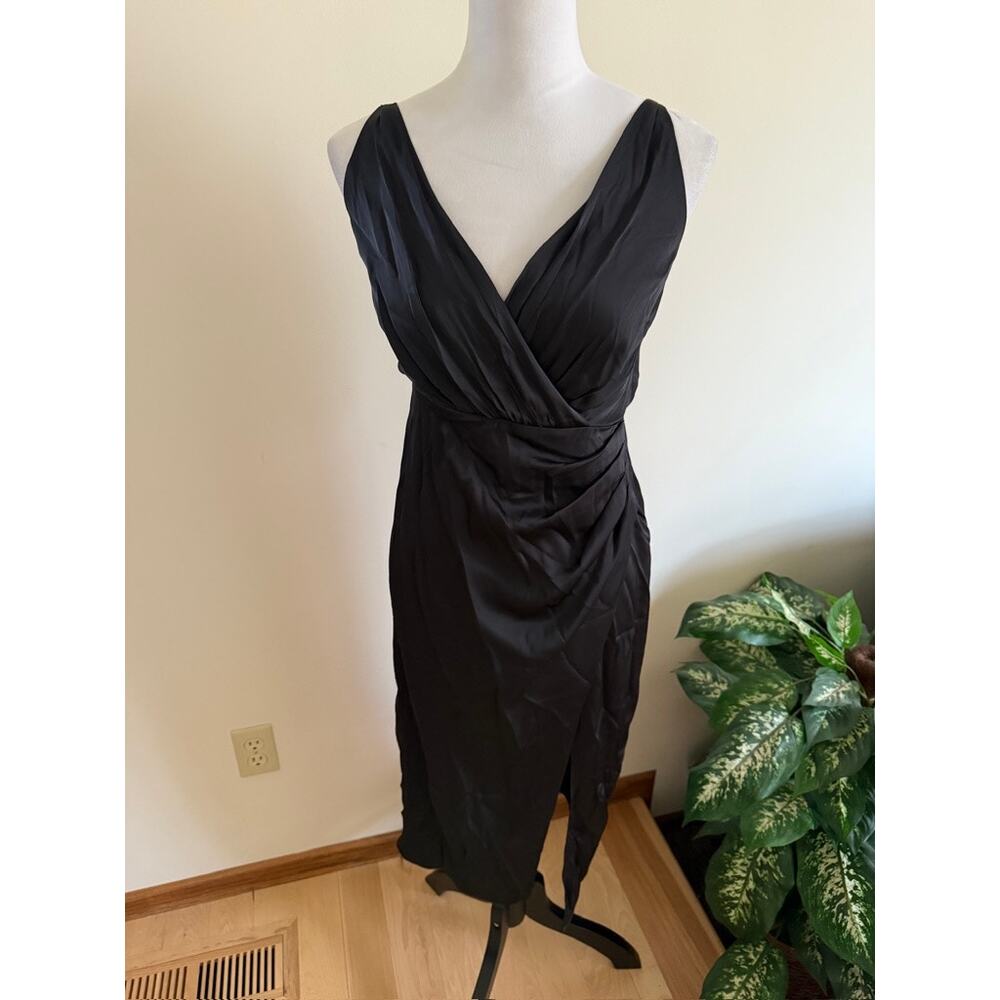 Abercrombie & Fitch Black Wrap Midi Dress